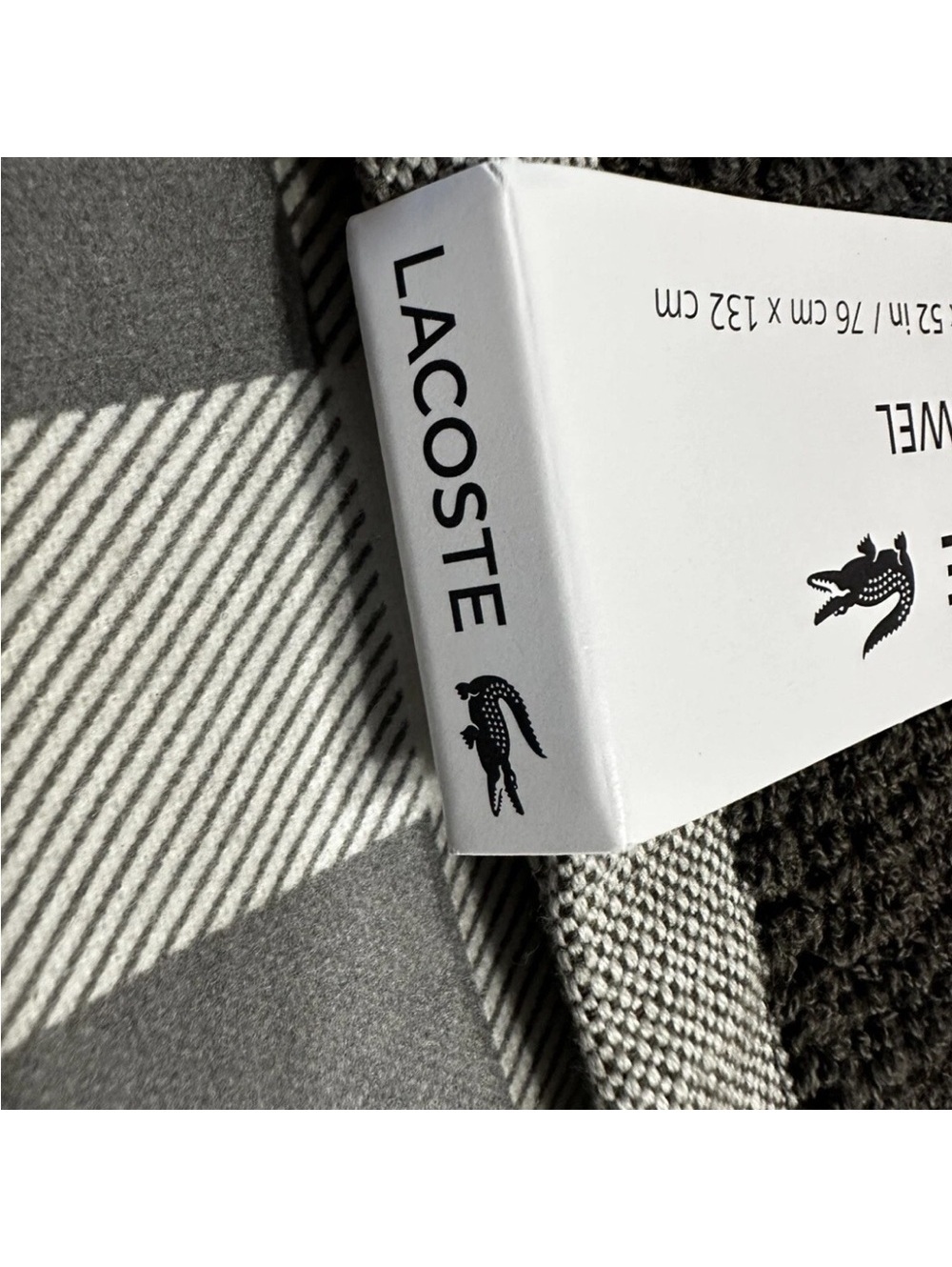 Lacoste Bath Towel 100% Cotton 30" x 52" Gray Big Crocodile Logo - Picture 8 of 8